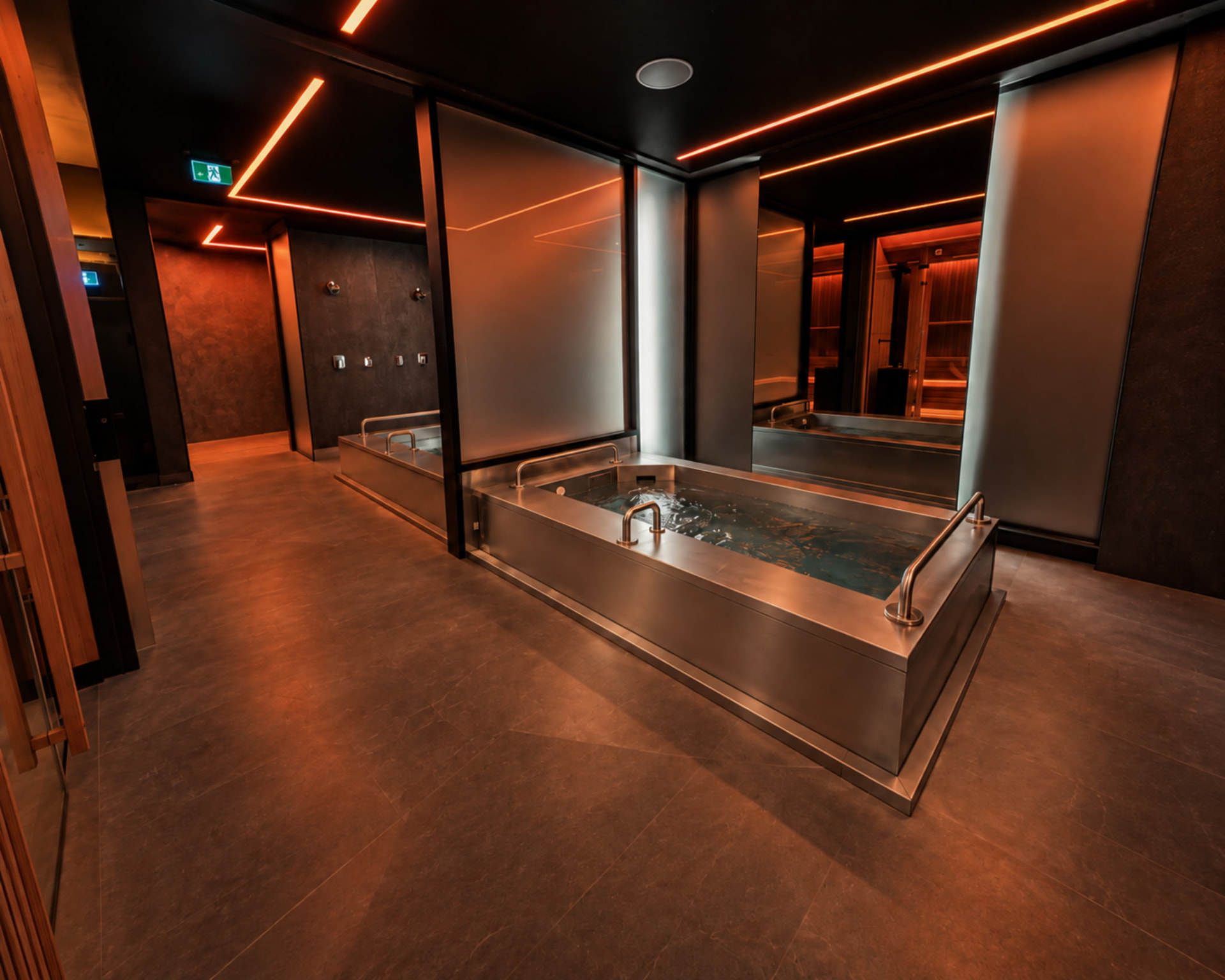 CORTEN contrast space — cold plunge pools and sauna